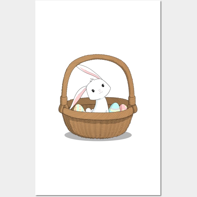 Easter Bunny in a basket Wall Art by PaperRain